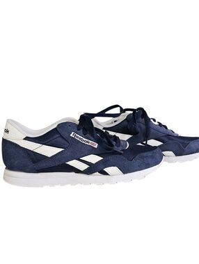 Reebok Unisex Navy Blue White Classic Nylon Sneakers men's 5.5 women's 7.5